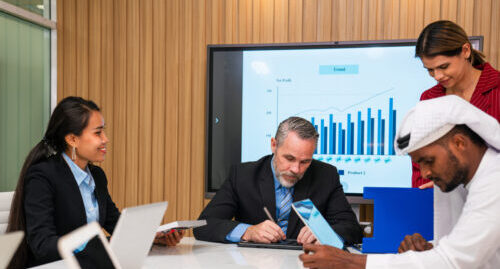 Multiracial business people having meeting and brainstorming discussed about work in conference room in the creative office.
